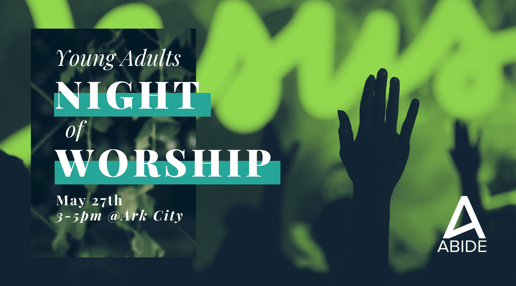 Young Adults Night of Worship slide for CCW